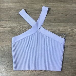 Dry Goods cross neck ribbed top